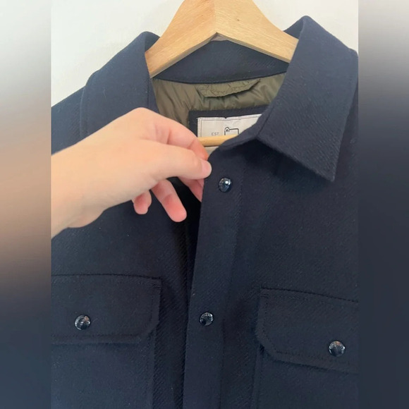 Alaskan Padded Duck Down Italian Wool Blend Melton Blue Overshirt Size Large - Picture 5 of 13